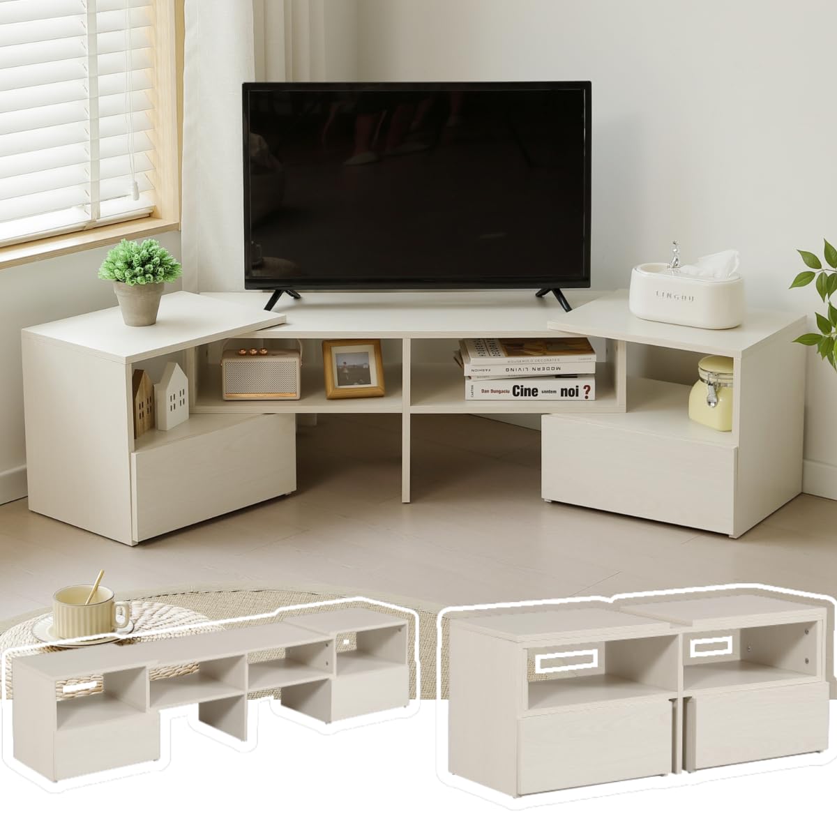 Amazon｜テレビ台 コーナー L字収納 拡張可能 伸縮自由 幅93～172cm