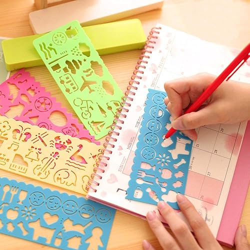 shlutesoy 4pcs imagen regla DIY tarjeta de papel artesanía pintura plantilla herramienta de dibujo