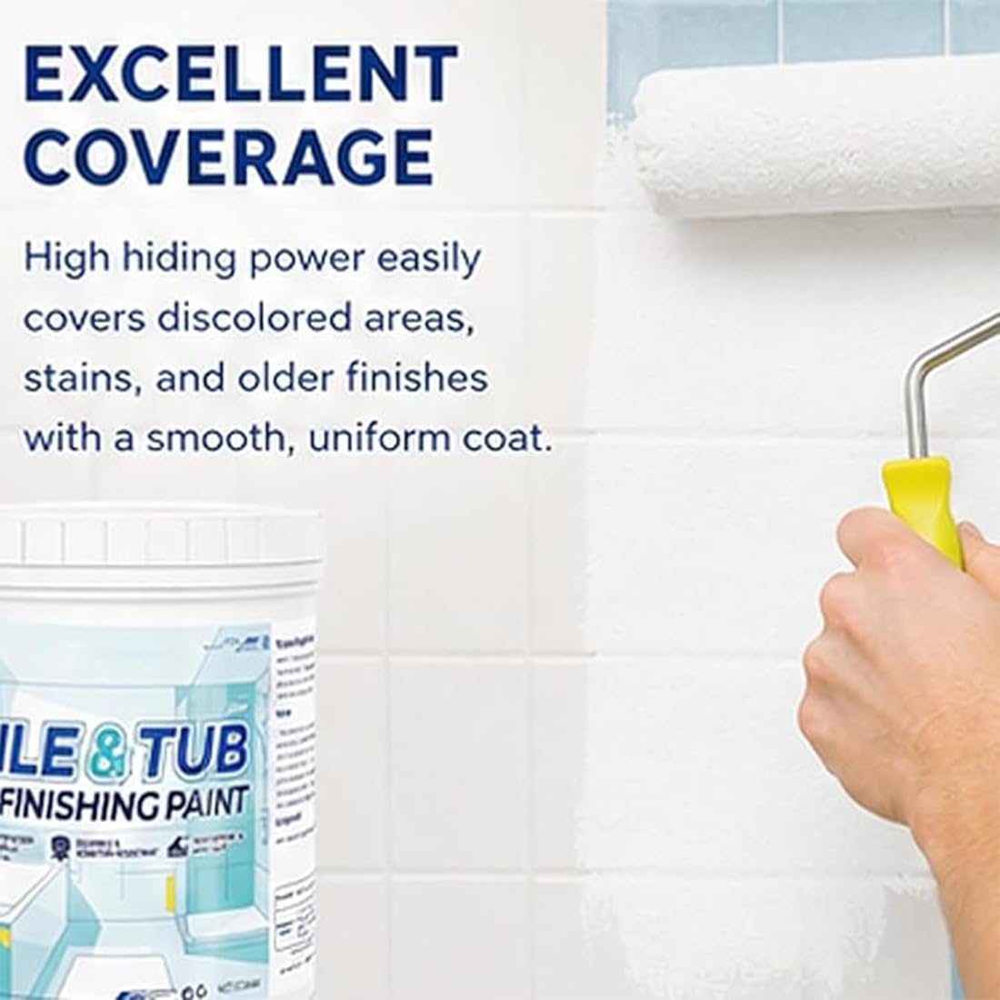 Générique Kit de peinture de rénovation haut de gamme pour carrelage et baignoire, peinture à base d'eau avec outils, séchage rapide, faible odeur, fort pouvoir couvrant (Beige,500g)