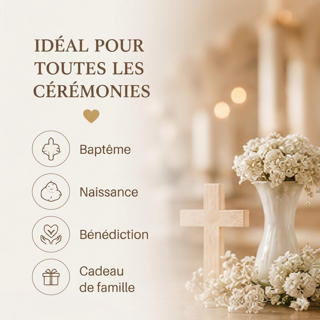 XIAOMA Écharpe de Baptême Personnalisée Bébé avec Broderie Prénom et Date – Étole Baptême en Double Gaze de Coton – Cadeau Baptême Garçon Fille avec Coffret Cadeau – Fabrication sous 48h