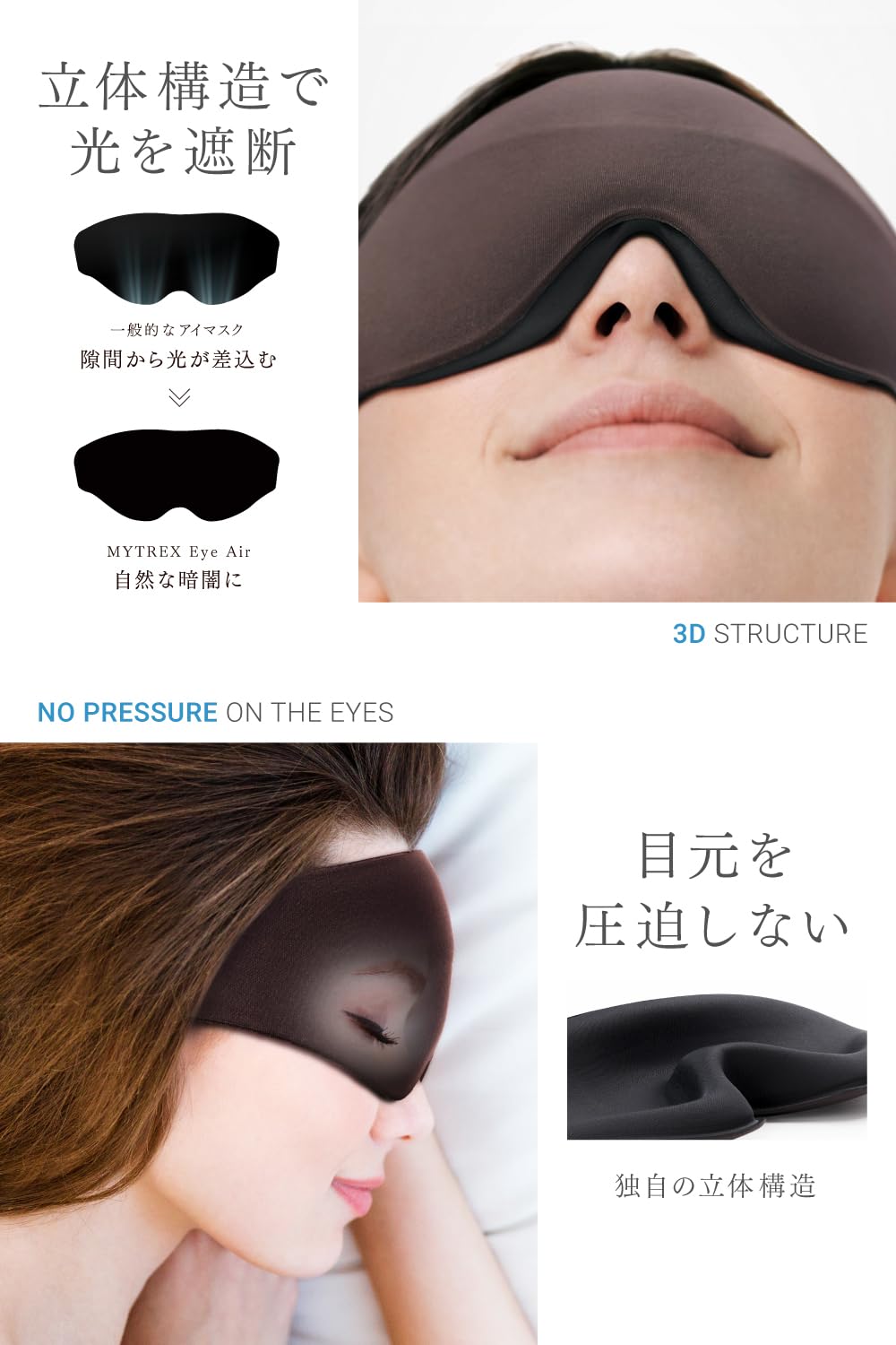 Amazon.co.jp: MYTREX マイトレックス Eye Air アイマスク 遮光 立体