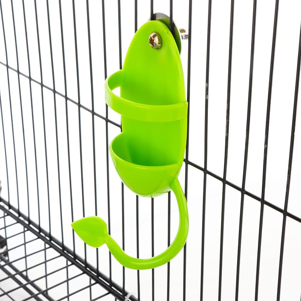 Bird Feeding Cup Rack Bird Food Holder Cuttlebone Holder Bird Cage Bowl Stand Food Fruit Holder for Cockatiel Parrot Macaw Birds Small Animal 2 Pack - image 6