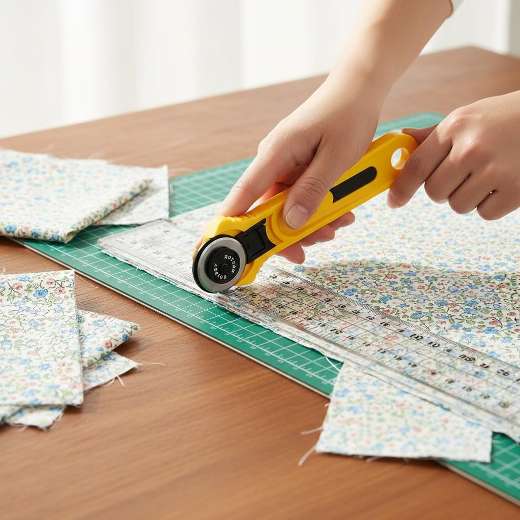 Rotary Cutter with Blade Handheld Rotary Roller Cutter Sewing Craft Cutting Tool Cloth Sewing Cutter Craft Supplies for Crafting Sewing Quilting Patchworking Fabric Papers Foams Leathers(28MM)