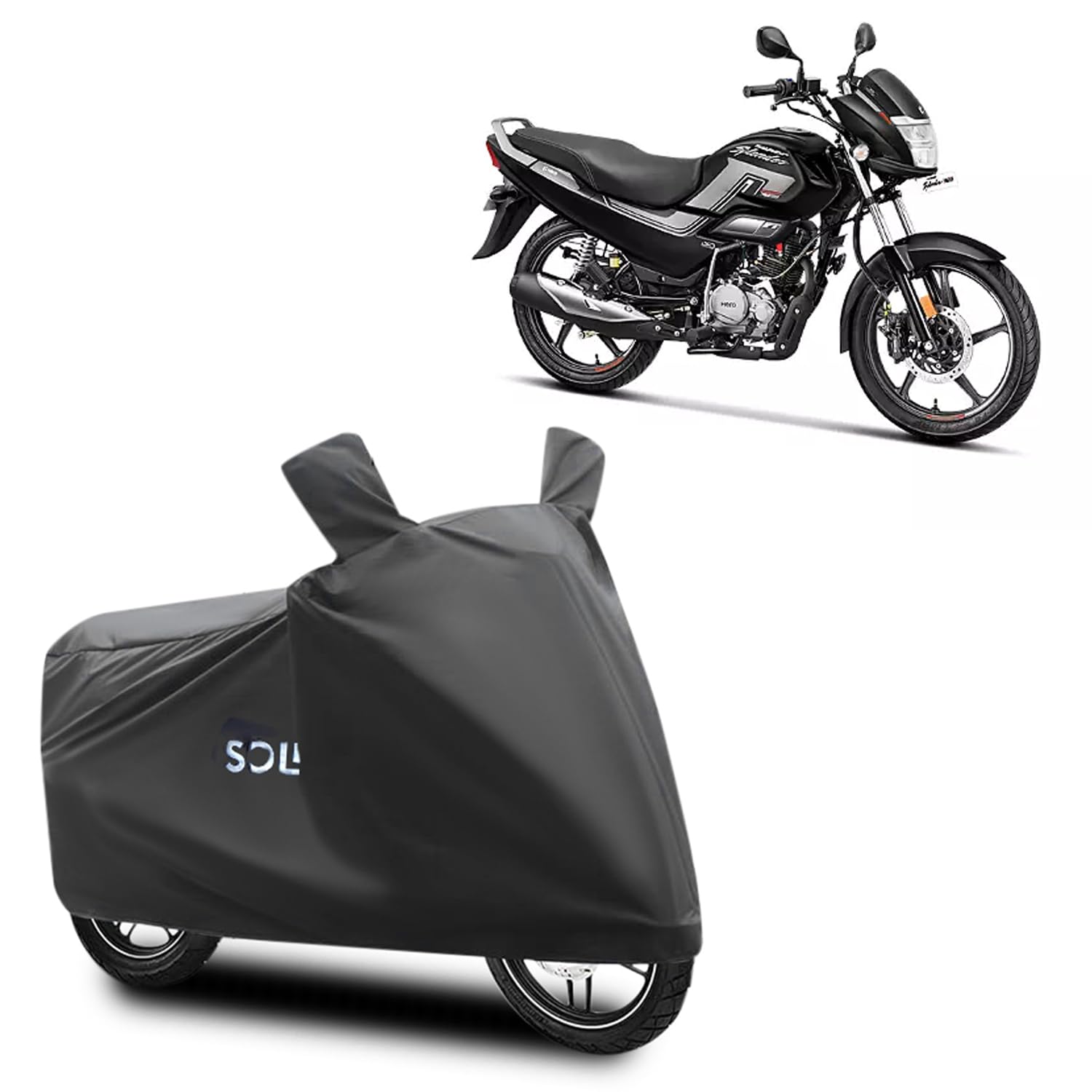 Amazon Brand - Solimo Bike Cover for Hero Splendor with Carry Bag | Dustproof | UV Protection (Silver)