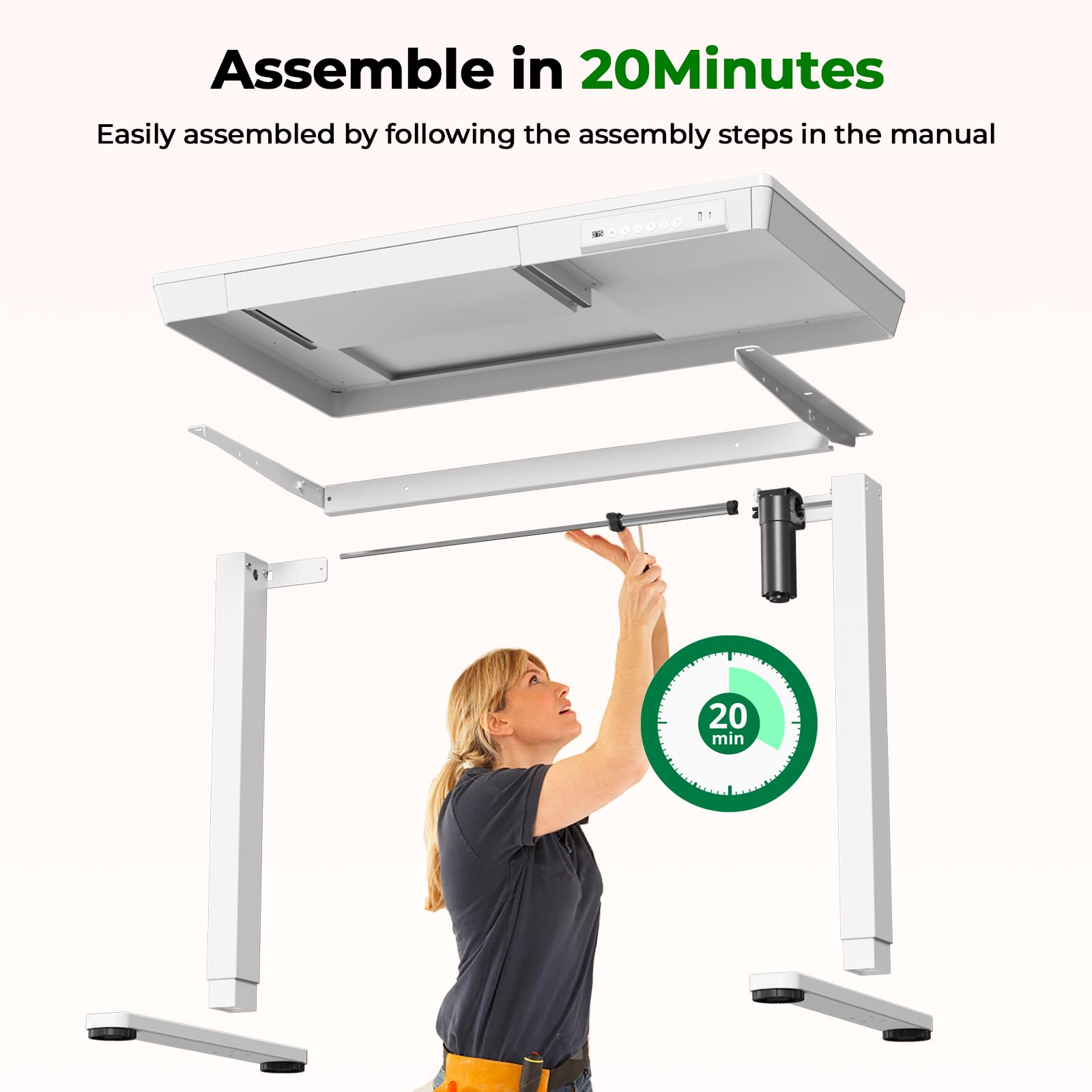 Small Standing Desk with Drawer 35 x 20 Whole Piece Tabletop Electric Sit Stand Desk Height Adjustable Desk — view 8
