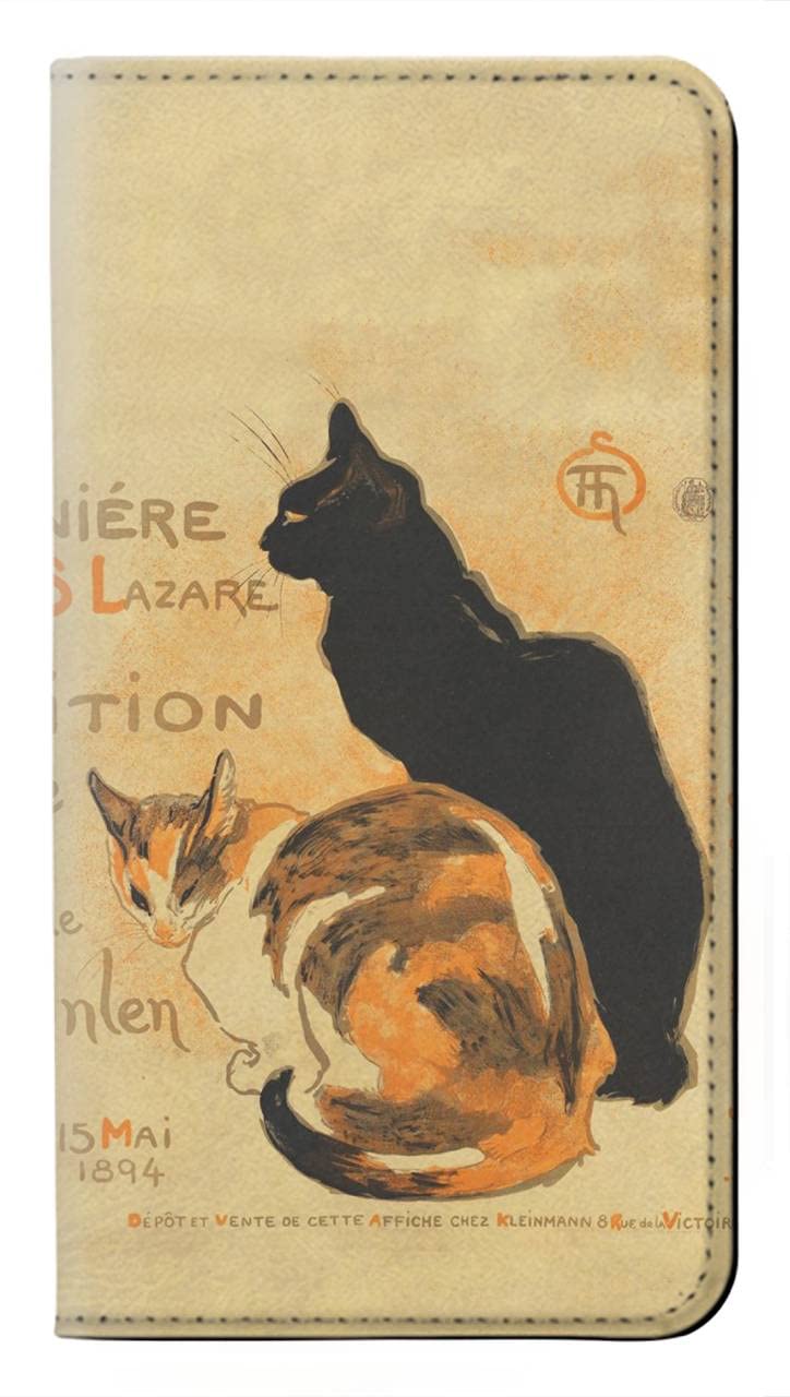 Housse iPhone 15 Plus chat vintage protection cuir voyage