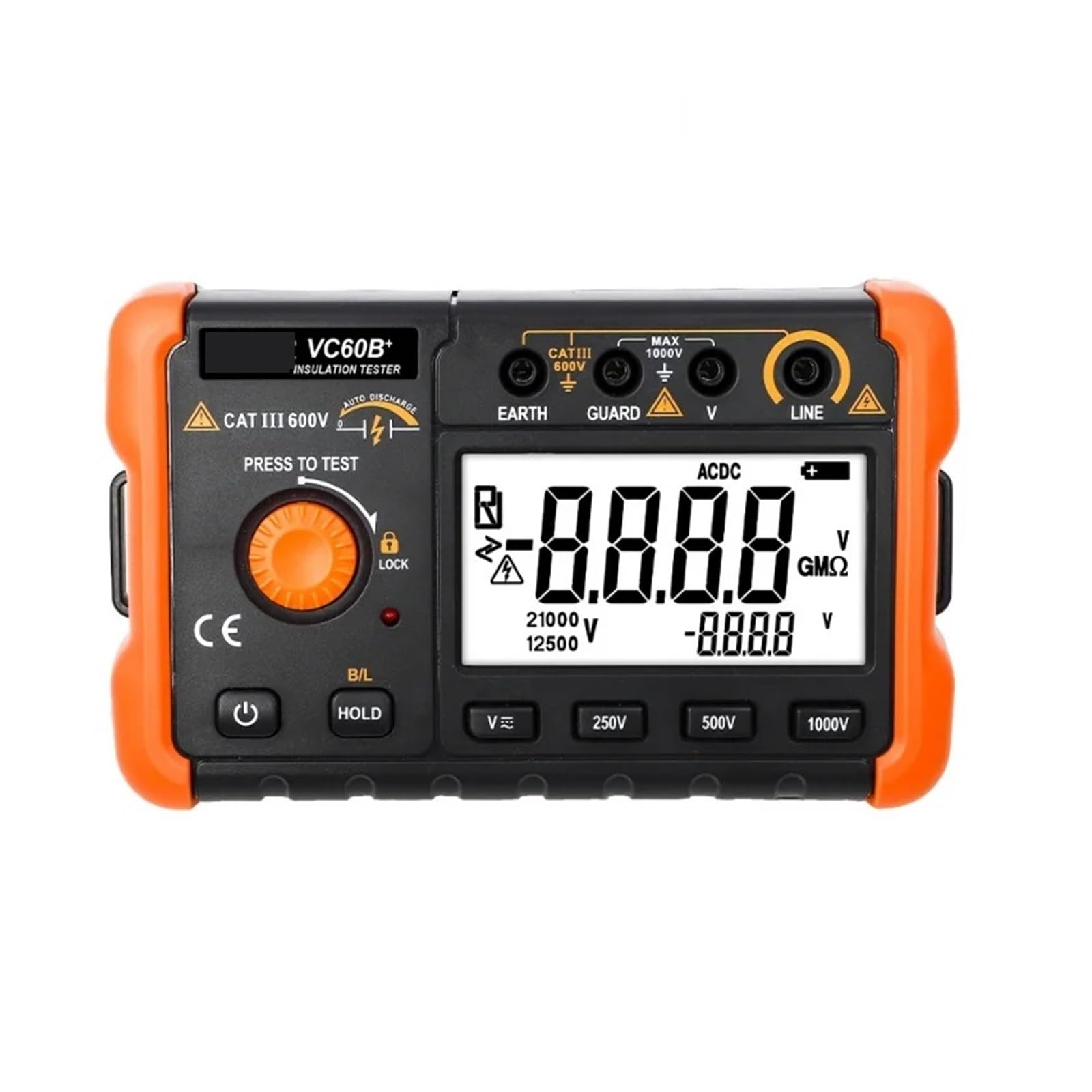 Medidores de Resistencia, Probador de resistencia aislamiento digital 60B+, 1000 V CC, CA, 2000 m ohmios, alarma entrada cortocircuito alto je, comprobador