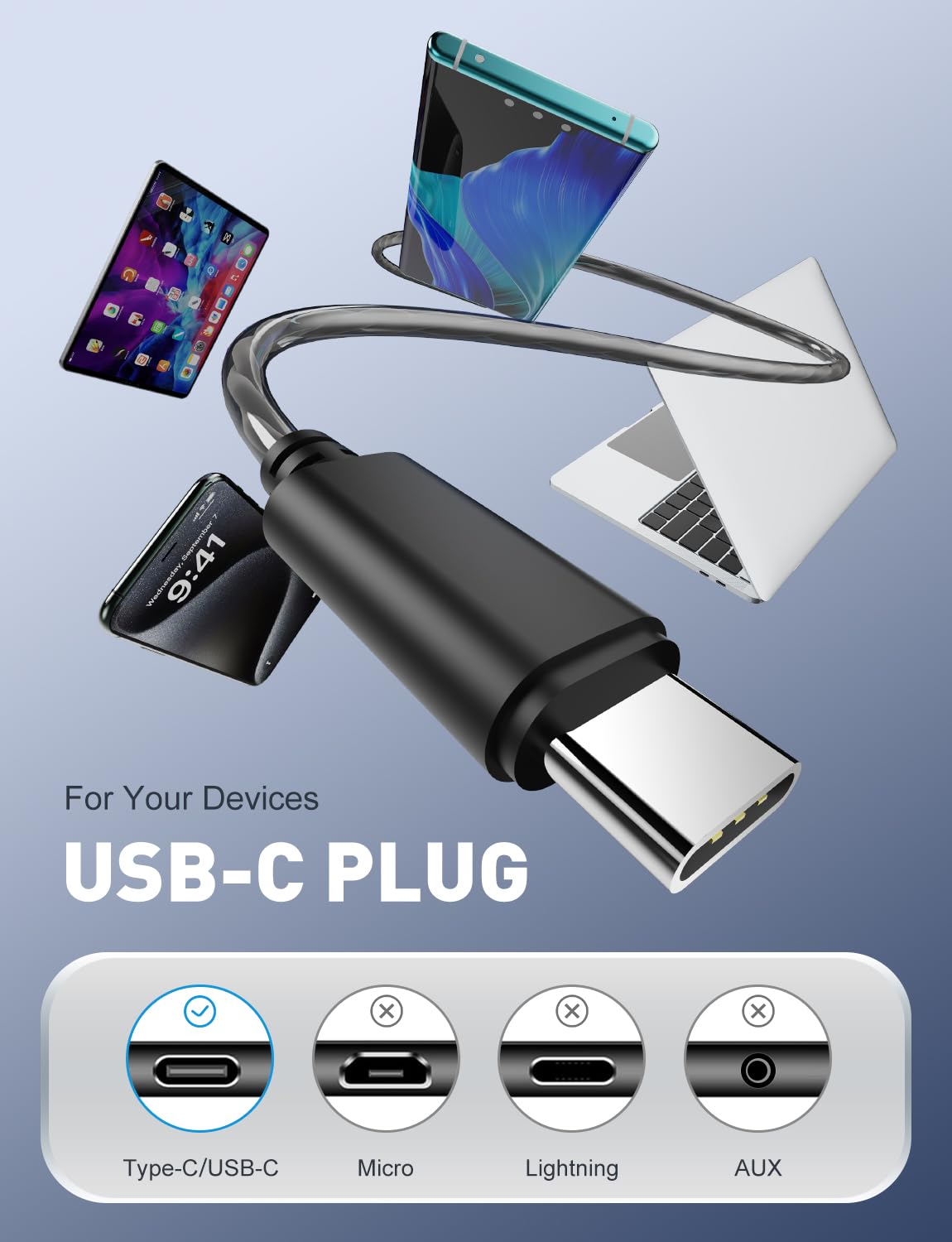 Cuffie in-ear con monitor, USB-C HiFi cablate con isolamento acustico, auricolari di tipo C con microfono per iPhone 17 16 15 Android/Samsung, laptop, cuffie IEM per videogiochi, cantanti