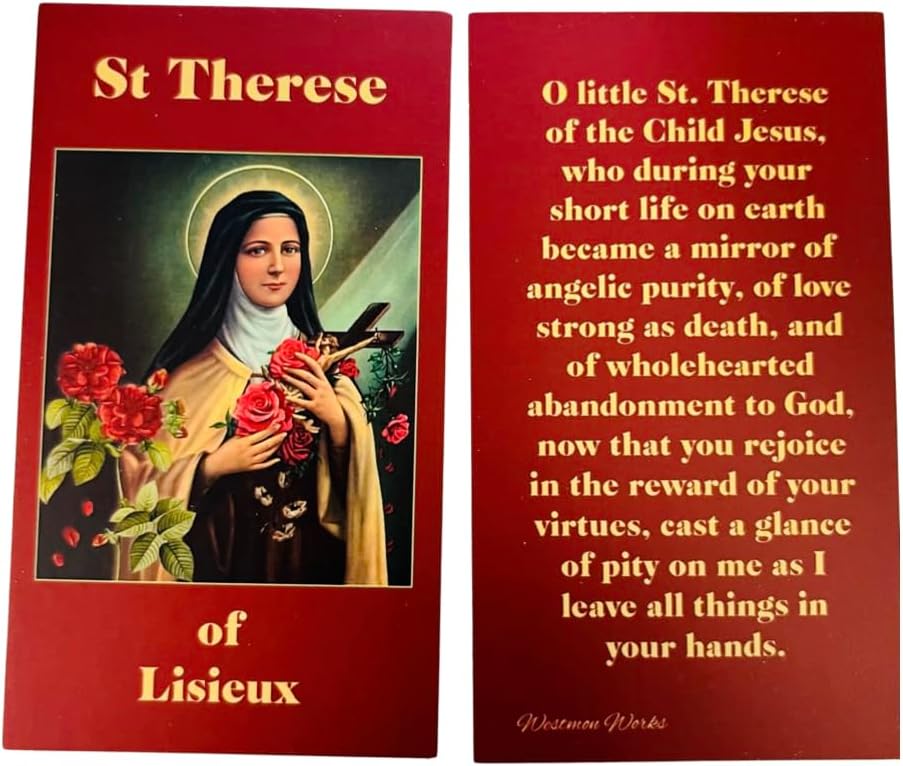 Miniatura 2 de Westmon Works Santa Teresa de Lisieux - Juego de cartas sagradas con oración de santo, paquete de 10