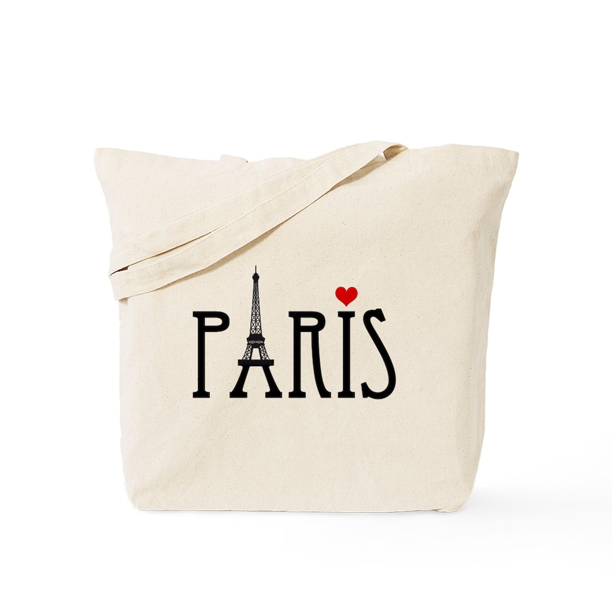 CafePress Love Paris With Eiffel Tower And Red Heart Tote Ba Natural Canvas Tote Bag, Reusable Shopping Bag