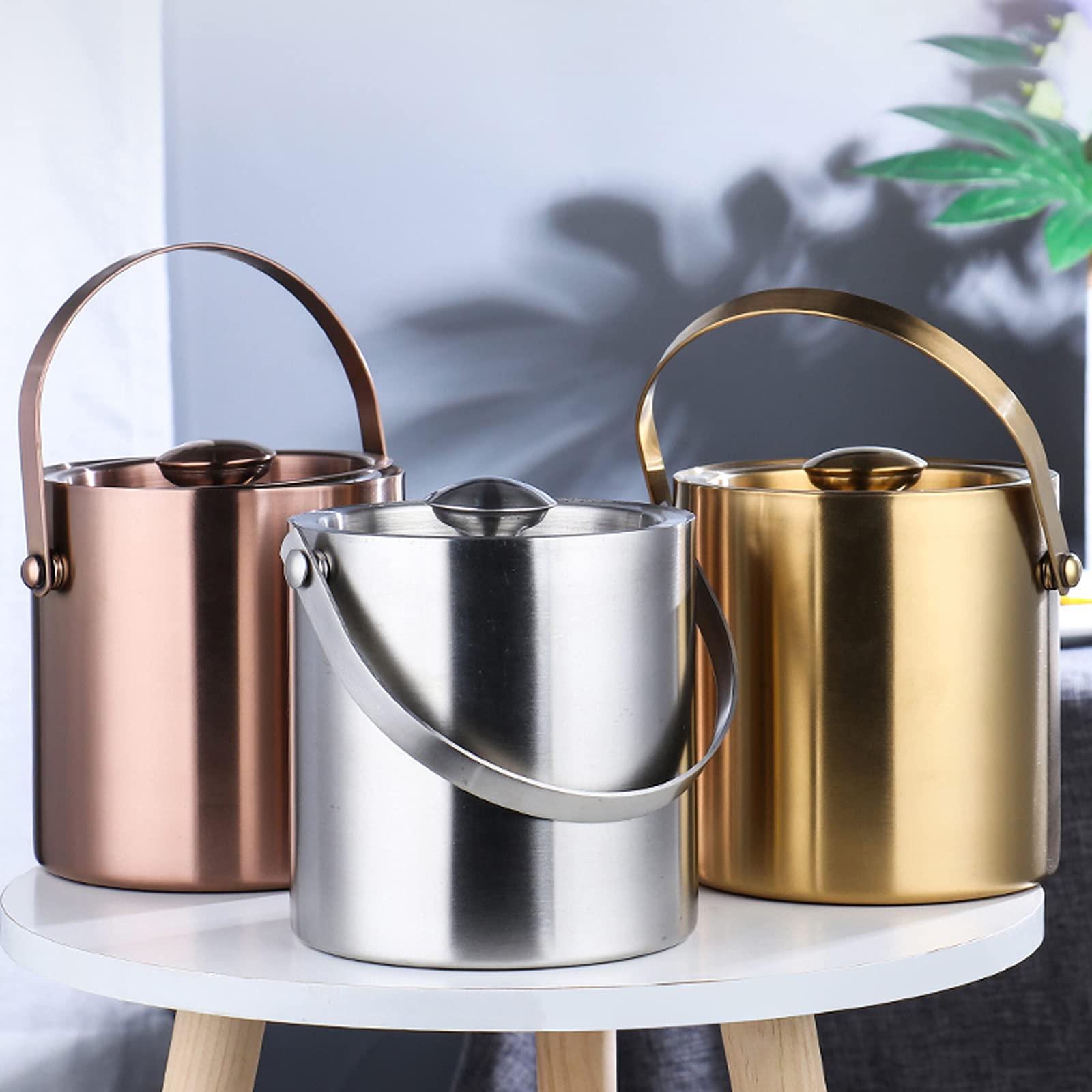 Eiskübel Edelstahl Eiseimer Eisbehälter Für Eiswürfel U. Früchte Ideal Für Party U. Hochzeit Für Besonders Lange Kühlung, Ideal Für Party U. Hochzeit 2L Roségold