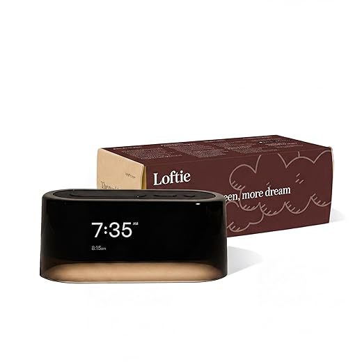 Loftie Alarm Clock with Sound Machine – Smart Alarm Clock with Night Light, White Noise, Bluetooth Speaker, 100+ Sounds Included Free, No Subscription Required, Blackout Mode- Black