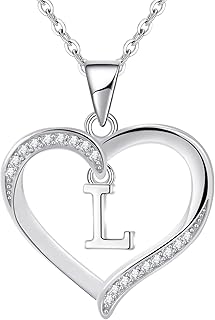 Muttertagsgeschenke für Mama Halskette Damen 925er Silber Herz Anhänger mit Buchstabe Sterlingsilber Kette Initialen Kette Silber 925er Ketten Damenschmuck Geschenk Muttertag