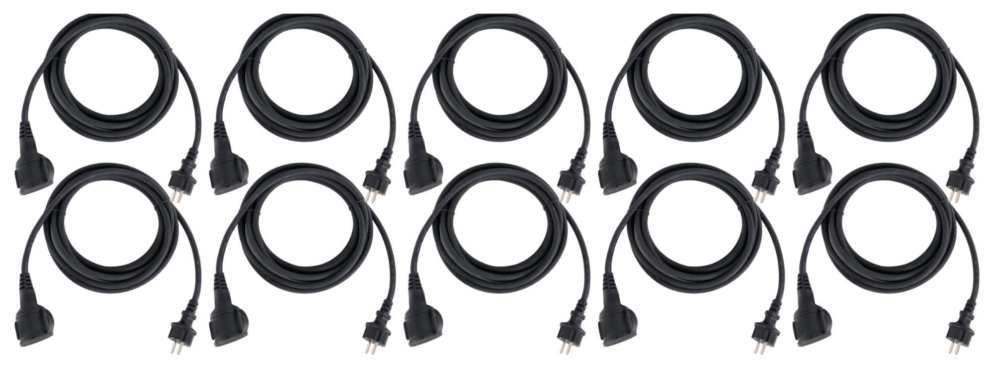 Stagecaptain PSPEXT-5 Verlängerungskabel IP44 5m 10x Set, 5 mm², 5 mm² | Outdoor-taugliches Kabel mit Schutzkontakt-Stecker und -dose, Fremdkörper- und spritzwassergeschützt nach Schutzklasse IP44