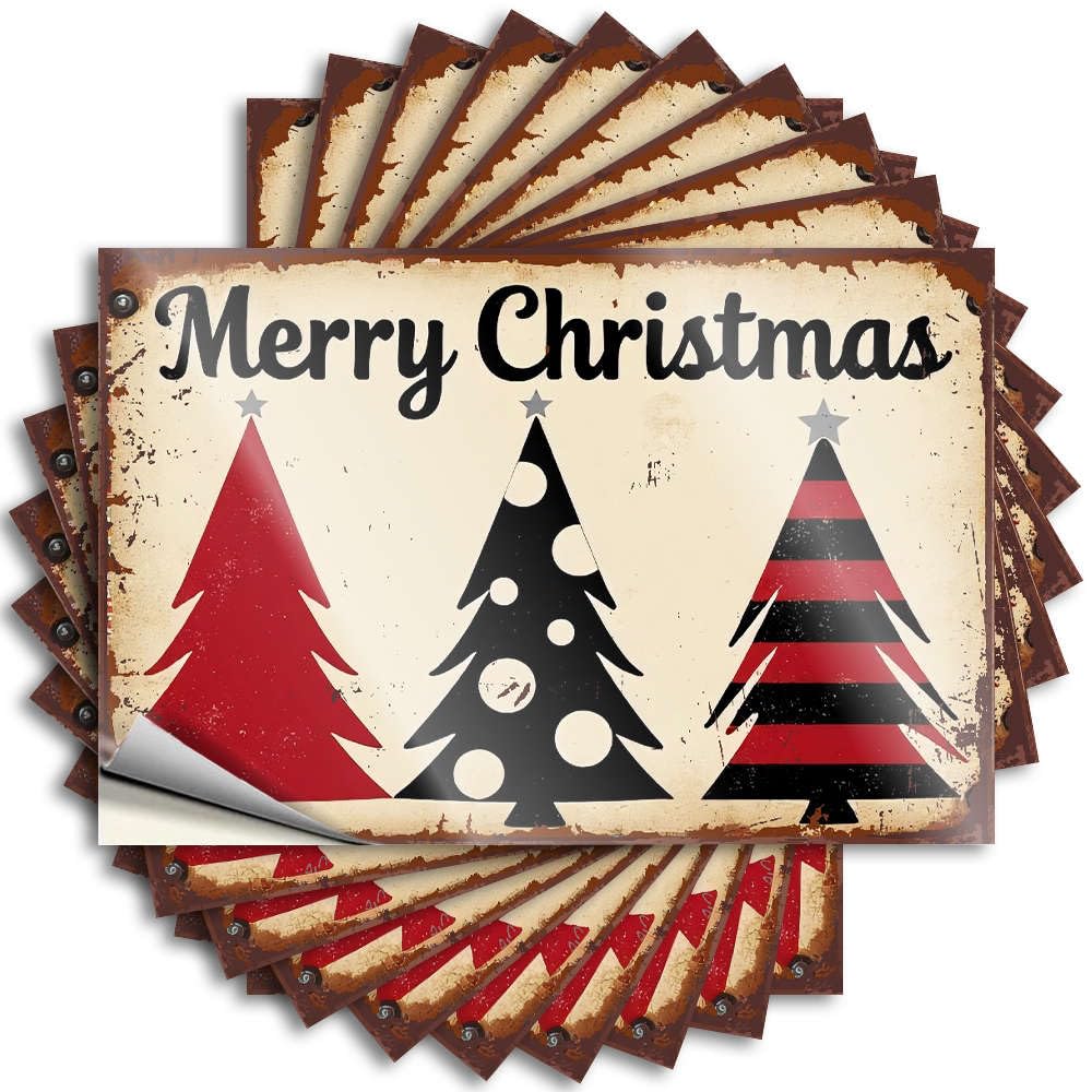 Fzfn Girls Colour Three Christmas Trees With Merry Christmas Text. Coastal Coffee - Decal Hard Removable Vinyl Decal(12X18cm)