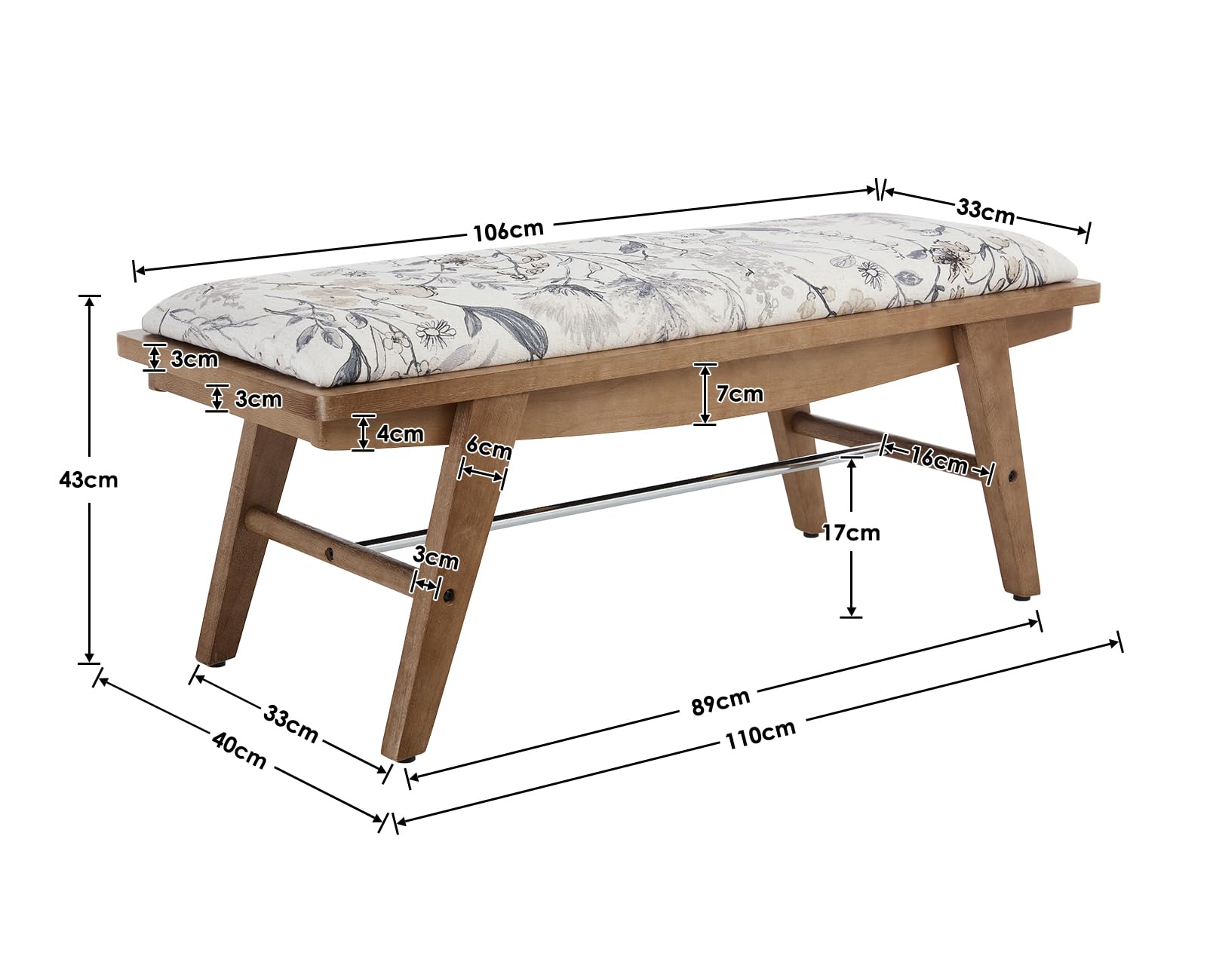 Banc Bois Massif et Lin Banc Ottoman Confortble Banquette d'Entrée Style Rétro pour Chambre Salon, Beige Patten