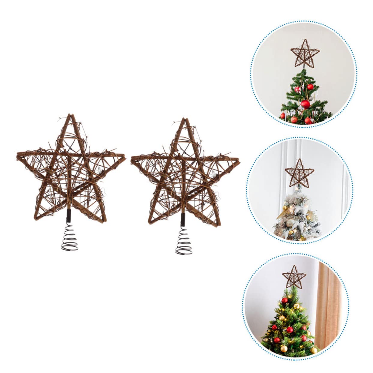 2stücke Weihnachtsbaumspitzen Fünfzackiger Stern Weihnachtsbaumdeko Christbaumschmuck Partydeko-zubehör für Weihnachtsbaumspitze Stern Zufälliger Stil