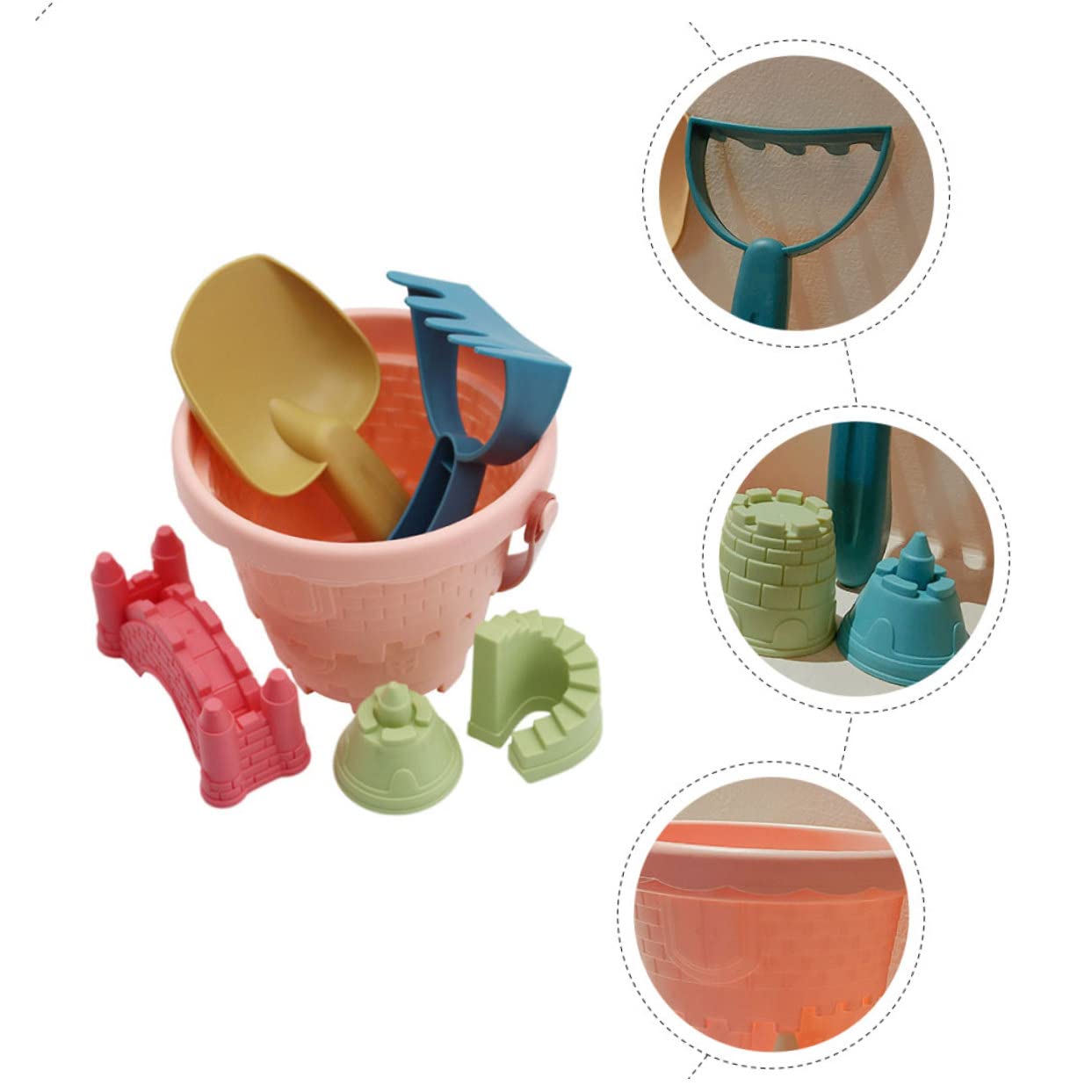 UKCOCO 3 Juegos Juguetes de Playa para Cubo de Arena Rosa con Pala y Rastrillo Pequeño y para Bebés Aire Color Aleatorio