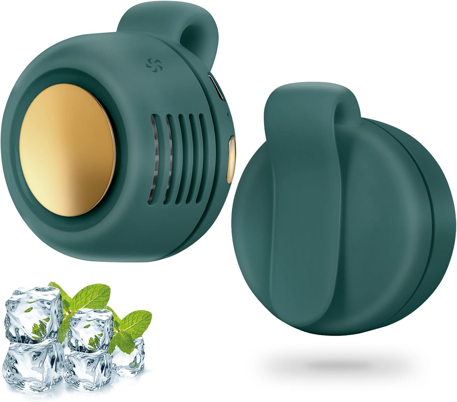 Mini ventilatore elettrico senza pale, portatile, silenzioso, a 3 velocità, con clip su vita e collo, ricaricabile, piccolo ventilatore elettrico da viaggio per esterni, viaggi, ufficio (verde)