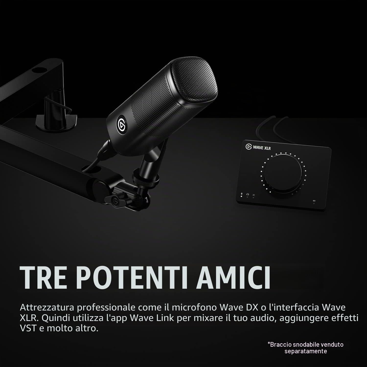 Elgato XLR Soluzione - Microfono Dinamico, Mixer Audio Con Riduzione Rumore, Software Di Mixaggio Digitale per Podcast, Streaming, Trasmissioni, Mac, PC Con Cavo 3m