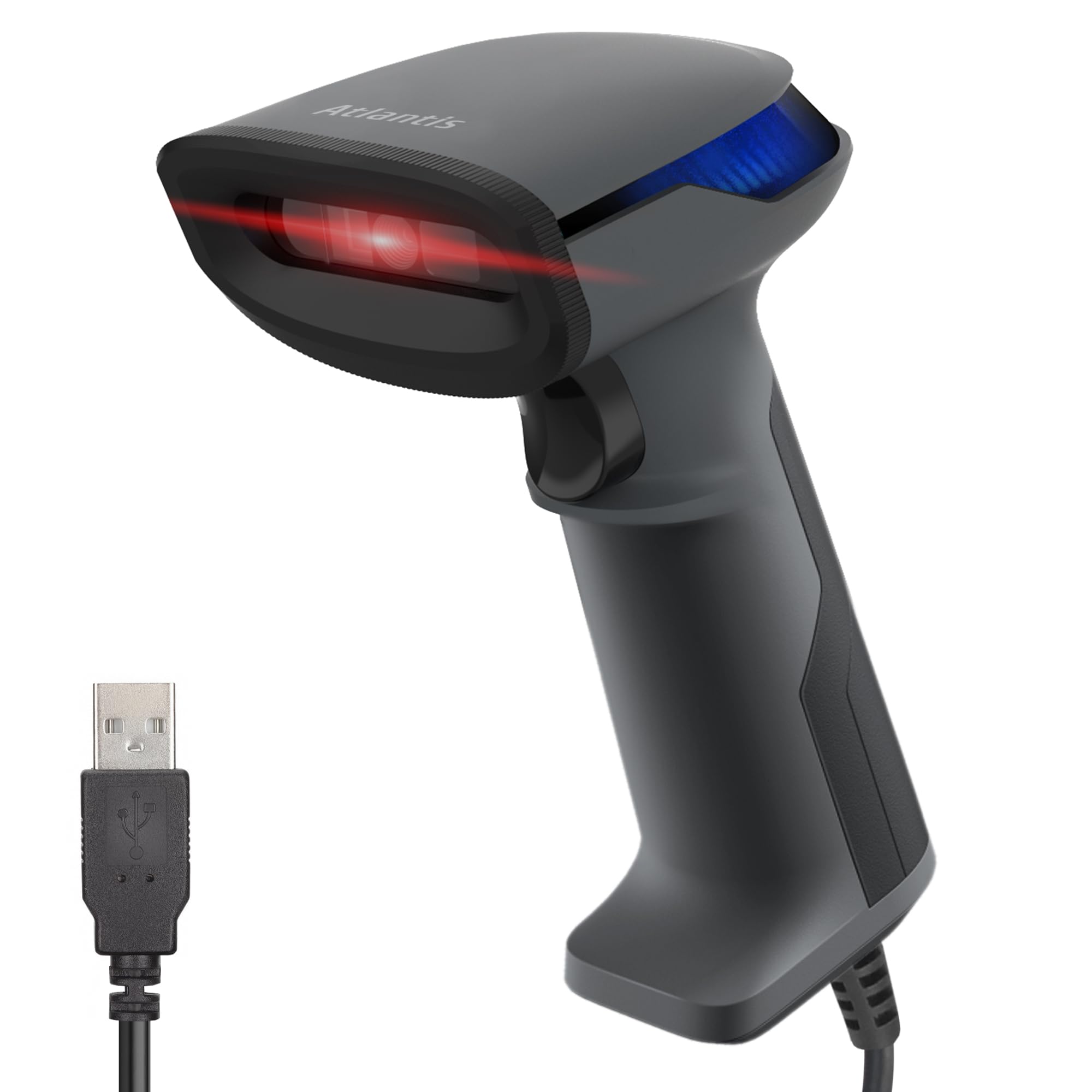 Atlantis A08-LD230P-2D Lettore Codici a Barre Barcode reader scanner 1D e 2D Ottico Prof (640x480), 60 fps, legge da smartphone e display, codice farmaceutico, collegamento USB, guida rapida