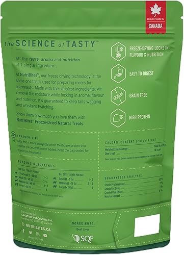 Miniatura 6 de Nutri Bites Golosinas liofilizadas para perros y gatos golosinas liofilizadas de un solo ingrediente alto en proteínas hígado de res - Sin granos