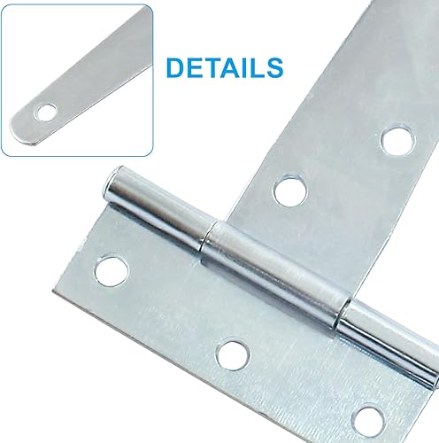 Vista 23 de Murtenze Paquete de 6 bisagras negras de 4 pulgadas con correa en T, bisagras de puerta de granero, bisagras en T para puerta de granero, cobertizo