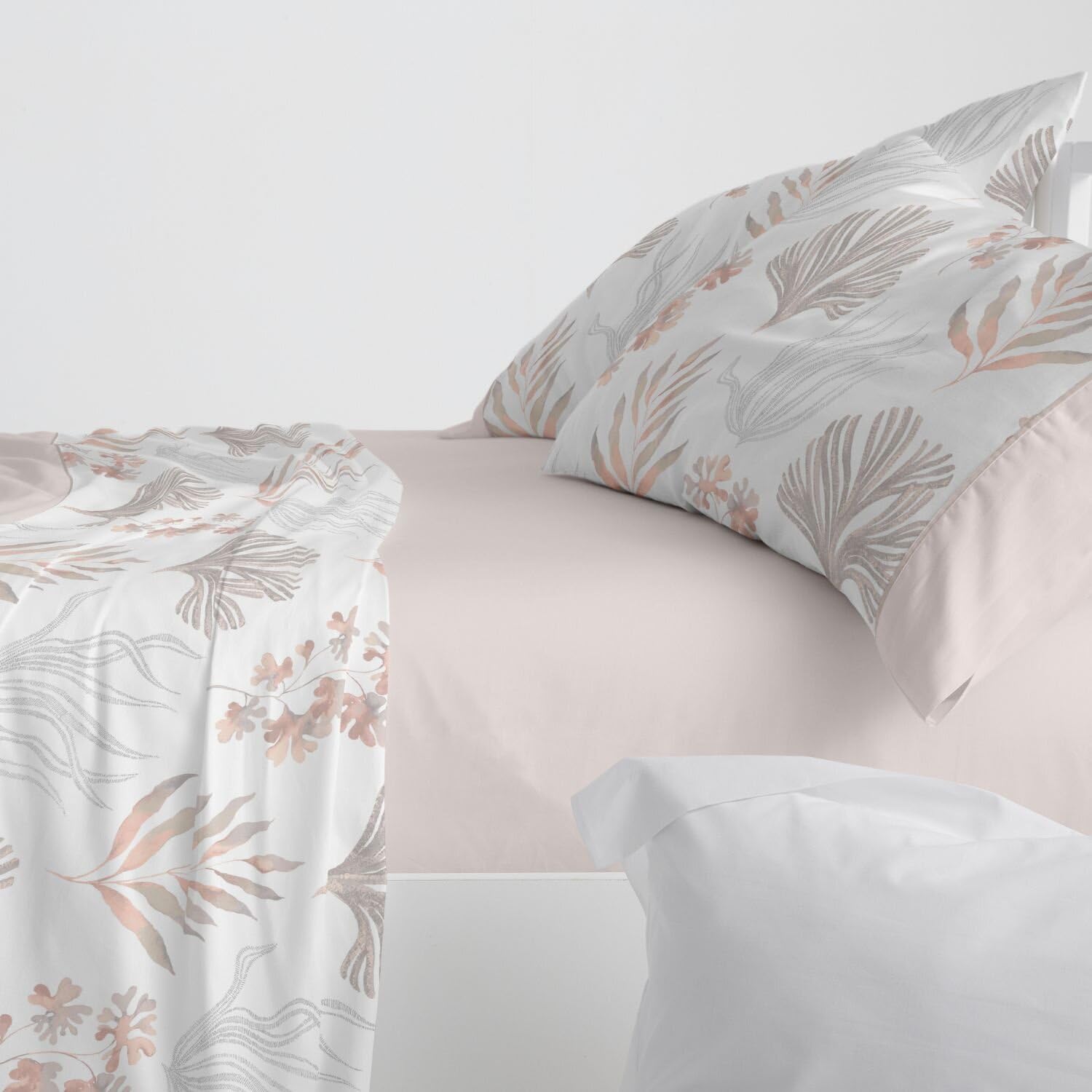 Burrito Blanco | Juego de sábanas | Cama de 135cm (+Medidas Disponibles) | Poliéster 50% Algodón 50% | Diseño 136 | Color Arena (135x190/200cm)
