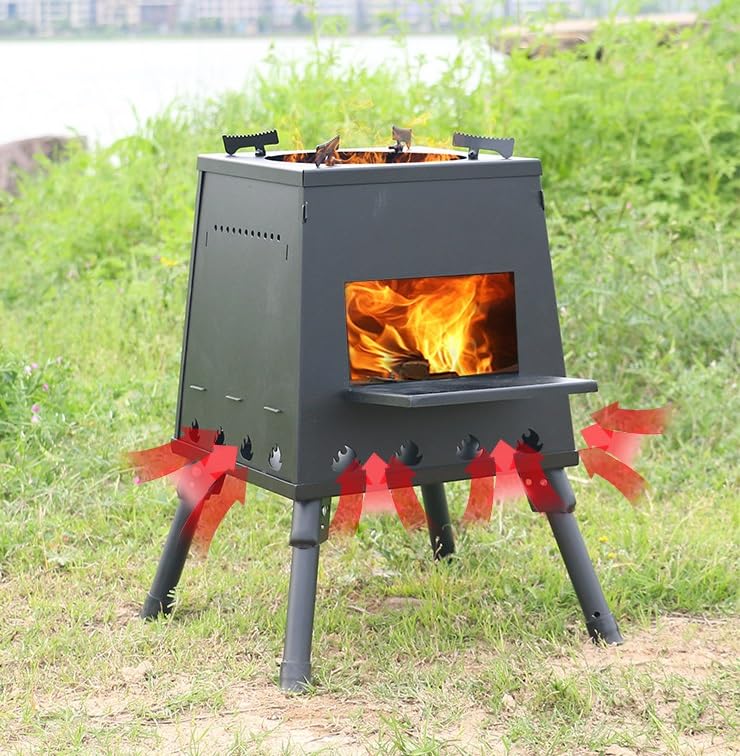 Pozzo del fuoco Stufa for riscaldamento a carbone da campeggio esterna Piccola stufa a legna ardere portatile(Original)
