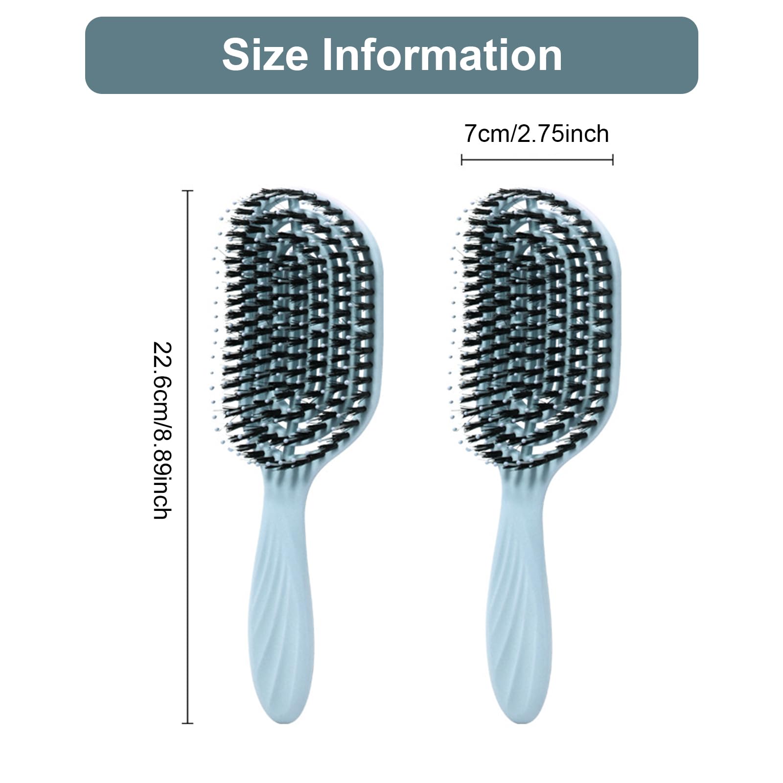 Boar Bristle Hair Brush - Homiladi Frizz Control & Anti Static Detangling Comb, Blue - Image 2