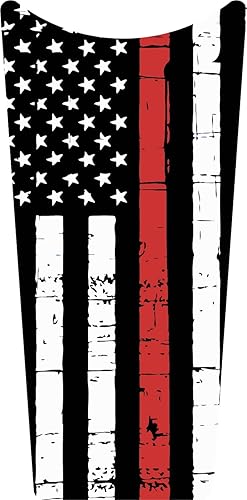 Kustom Cycle Parts Inserto de consola de plástico para panel de salpicadero de bombero de línea roja con bandera estadounidense. Se adapta a Harley