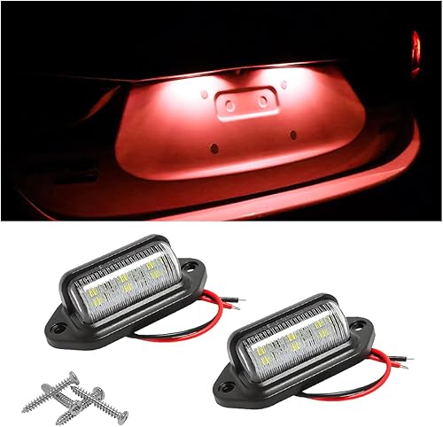 HIPOPY 2 luces LED para matrícula, 12 V24 V, impermeable, 6-SMD, lámpara trasera para la mayoría de automóviles, camiones, remolques, autobuses, luz