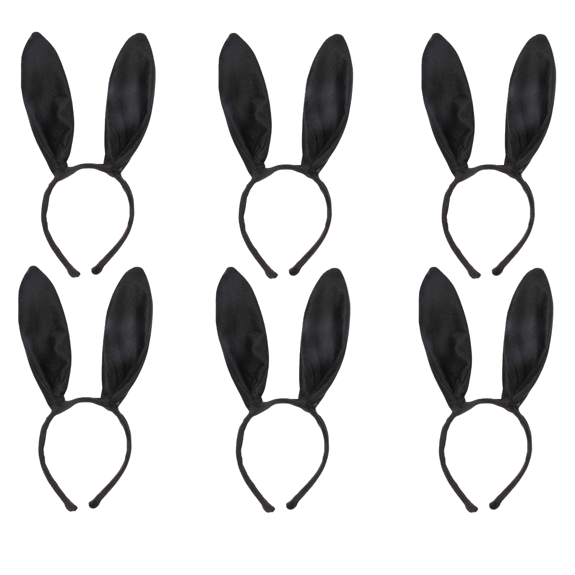 FUN FABLES Bendable Rabbit Ears Headband – Fluffy Bunny Ears for Adults – Easter, Fancy Dress, Cosplay & Animal Costume Accessory (6, Black, One Size)