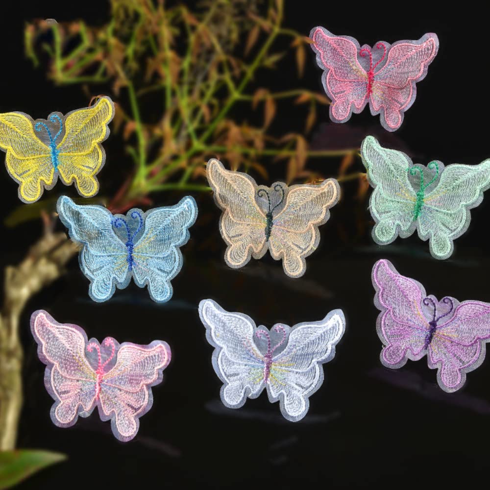 36 Toppe Con Ali Di Farfalla In Rilievo - Applique In Tessuto Con Glitter Per Cucito Fai Da Te - Foto 7