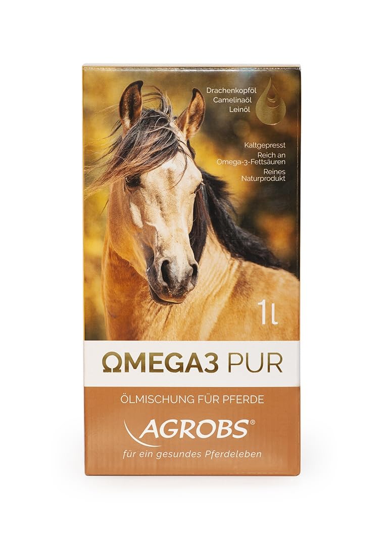 Agrobs Mezcla de aceite OMEGA3 Pur para caballos, pack doble, 2 botellas de 1 L