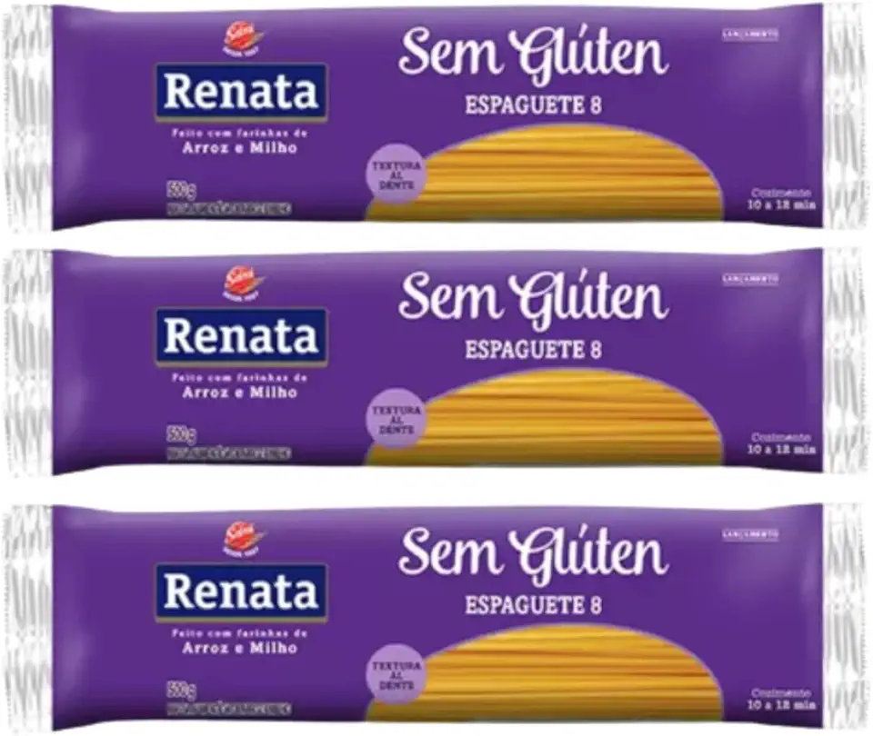 Kit 3 Pacotes de Macarrão Espaguete Sem Glúten 500g - Renata