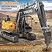DOUBLE E Volvo RC Excavator 17 Channel 3 in 1 Construction Toys, 17 Channel Remote Control Vehicles Tractor Sandbox Toys Digger with Metal Shovel Drill Grab RC Truck for Kids Adults