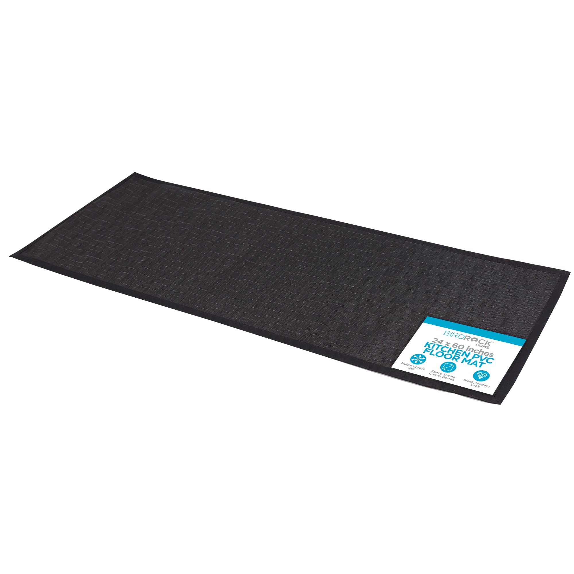 BIRDROCK HOME Indoor Outdoor Floor Runner | Non Slip Floor Mat for Kitchen Hallway Bath Office | 24 x 60 Inches | Black