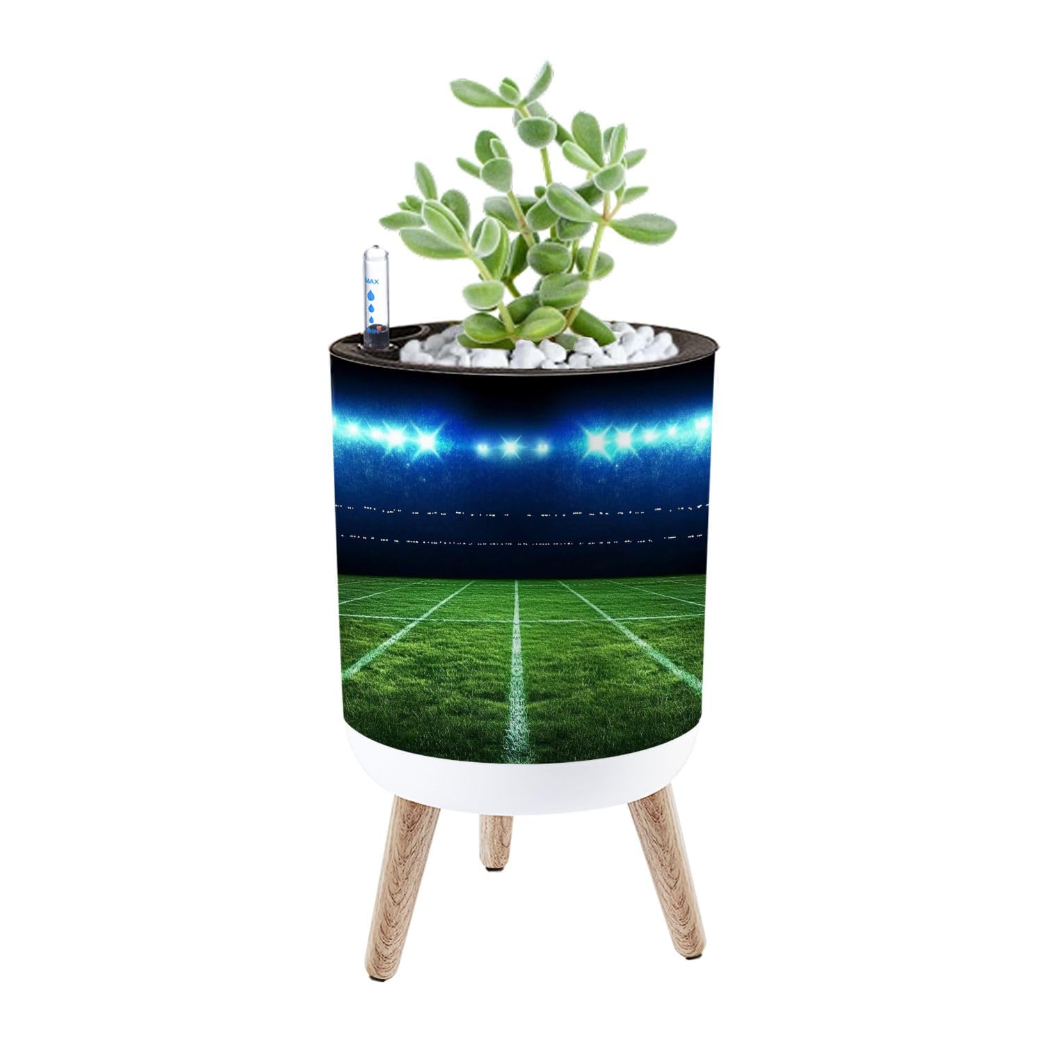Planter with Stand American Football Field Bright Stadium Lights 8.6" Self Watering Plant Pot with Legs Water Level Indicator & Water Inlet Lazy Flower Pot Indoor Modern Decor