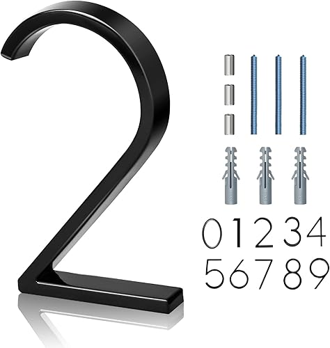 Gibolin - Números de casa para exteriores, 5 pulgadas, metal flotante negro, números de dirección modernos, decoración de buzón de puerta de jardín,