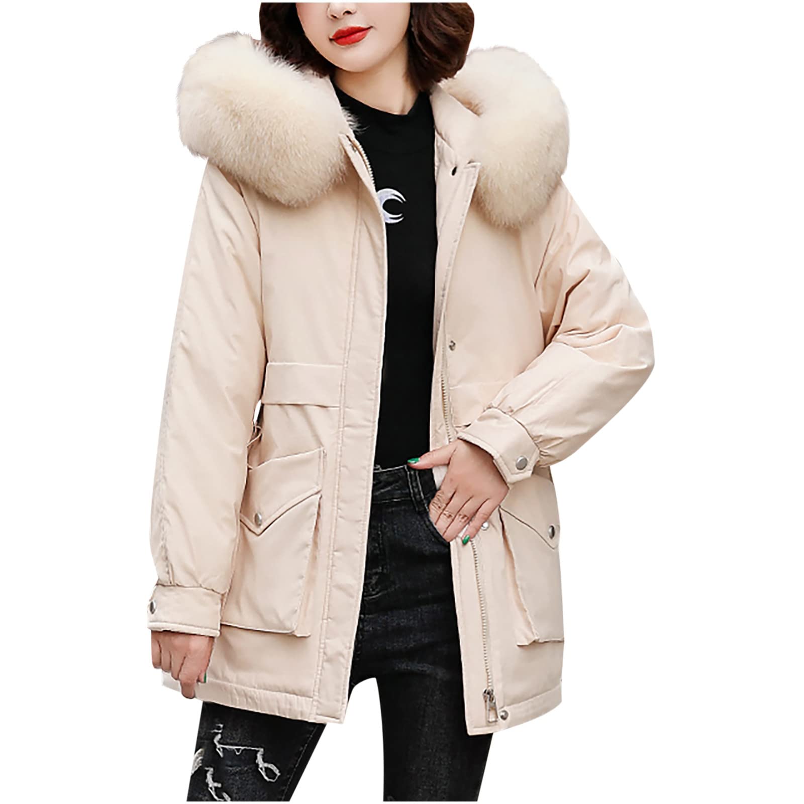 ADOSSAC Femme Manteaux à Capuche Coat Doublure Polaire