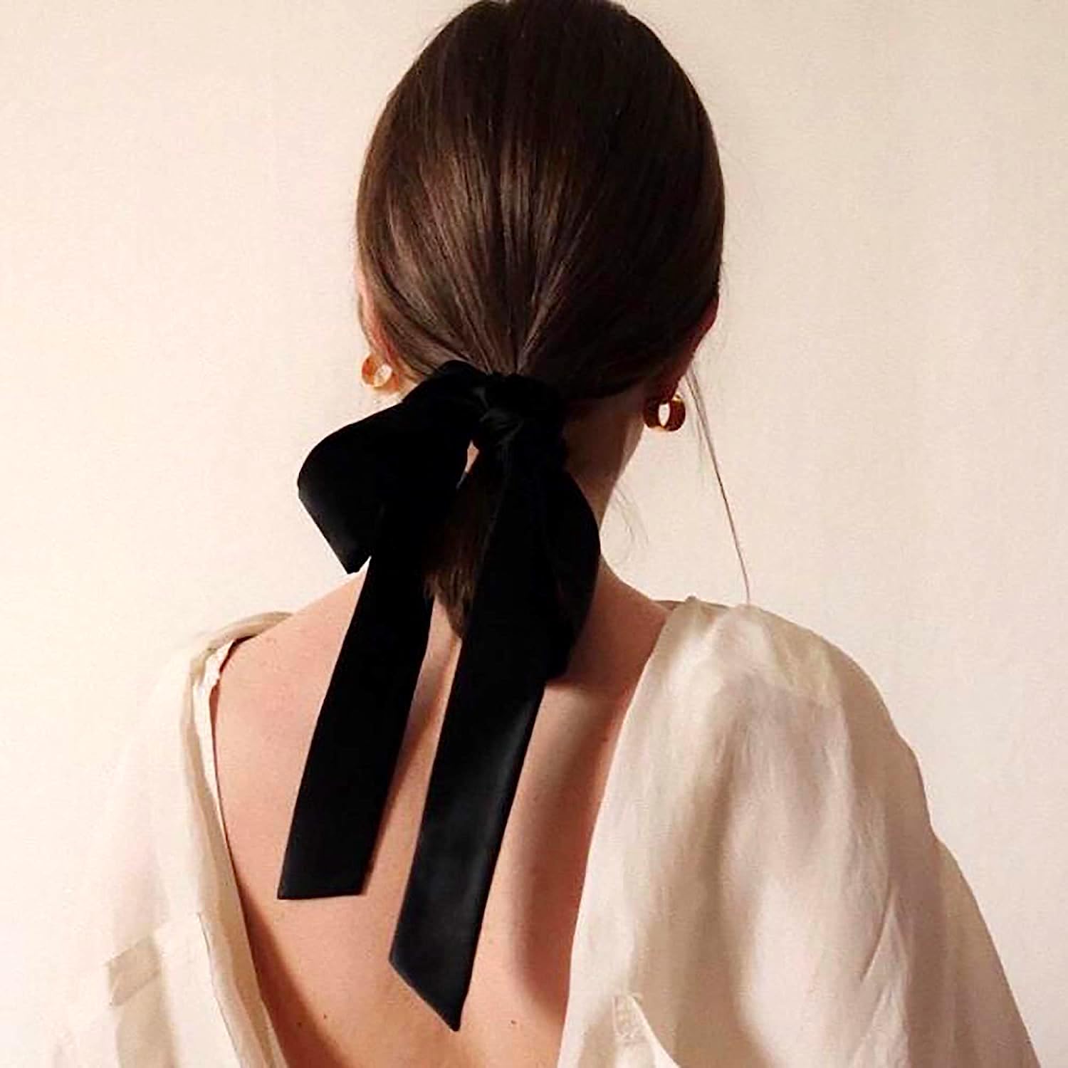 Amazon | JINBUYAO ハンドメイド ベルベット ヘアタイ リボンヘア