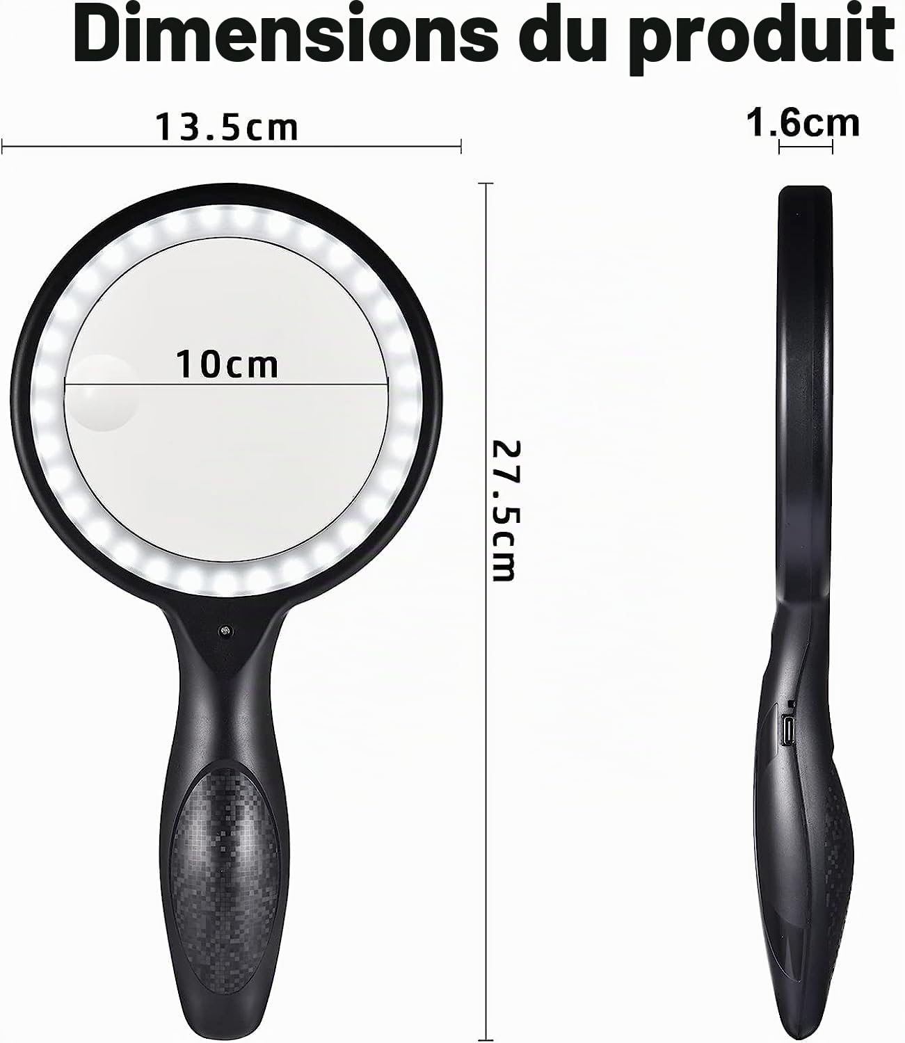 Loupe de Lecture 60X 30X 33LED USB Rechargeable avec Lumière 3 Modes