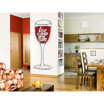 Wandtattoo Kuche Weinglas In Rot Mit Schriftzug Wandsticker Getranke Bar Deko Amazon De Baumarkt