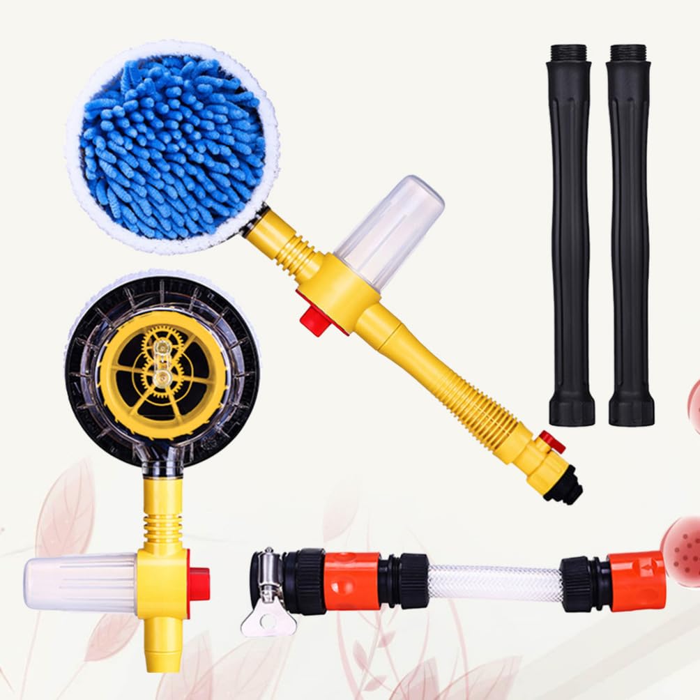 ULTECHNOVO Brosse Rotative pour Nettoyage Voiture Brosse Lavage Ronde Pulvérisation Eau Automatique Nettoyage Rapide sans Électricité