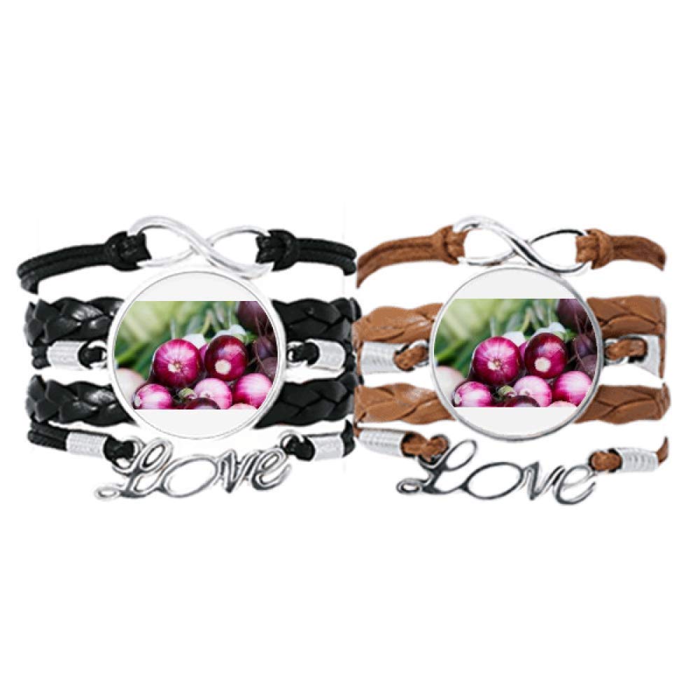 Bracelet couple en cuir avec motif oignons frais pour style décontracté