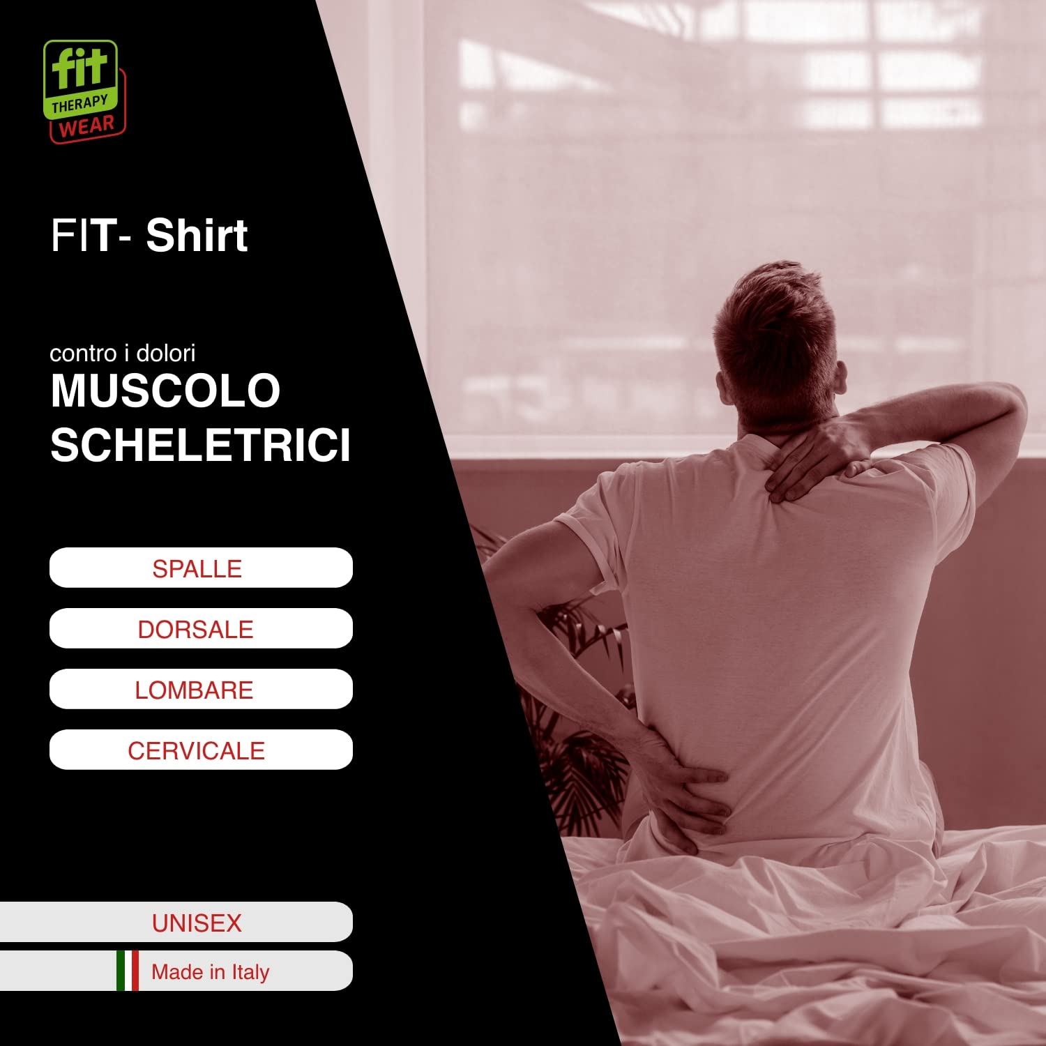Maglia Unisex per Dolori Muscolari - Dispositivo Medico per Cervicale, Spalle, Dorso e Lombare - Tessuto Tecnico Traspirante