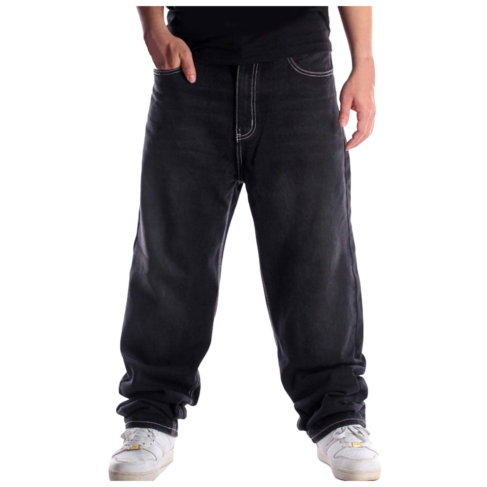 Pantalones Vaqueros Hombre Estilo Skate Hip Hop Urbano con Corte Holgado y Comodo para Baile Callejero