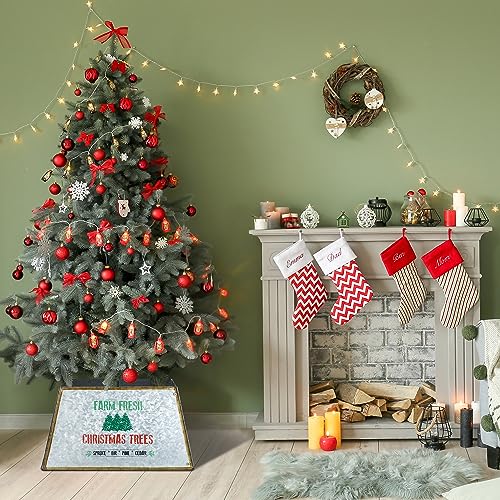 Losris CHRISTMAS TREE COLLAR Metal Farmhouse Tree Skirt Square Trees Ring Base Stand Cover For Xmas Christmas Tree Holiday Home Rustic Decor Decorations thumb #6