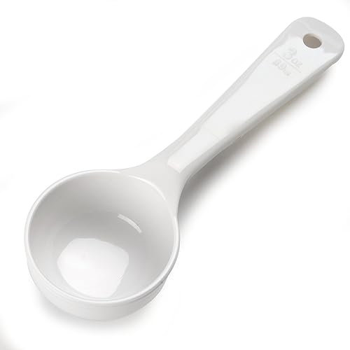 Carlisle FoodService Products Measure Miser - Cuchara medidora sólida con mango corto, 3 onzas, color blanco (paquete de 12)